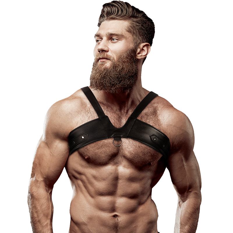 Actitud Sumisa Fetiche - Arnês De Peito De Couro Ecológico Brigade Masculino