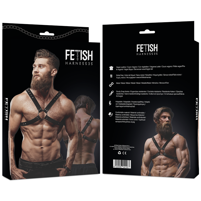 Actitud Sumisa Fetiche - Arnês de Couro Ecológico com Peito Cruzado para Homens