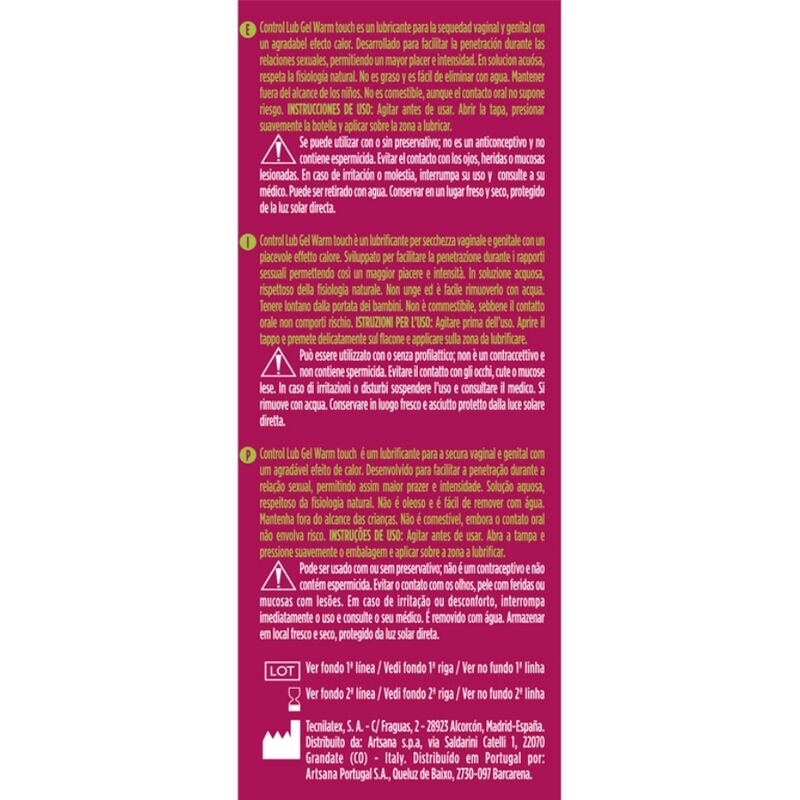 CONTROL - GEL LUBRICANTE EFEITO DE CALOR LUB 75 ML