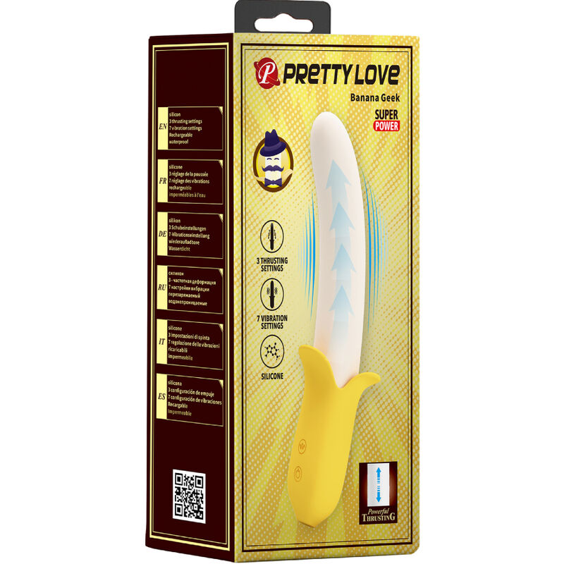 PRETTY LOVE - BANANA GEEK SUPER POTÊNCIA 7 VIBRAÇÕES UP&DOWN SILICONE PRETO