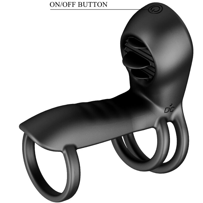 PRETTY LOVE - BAINHA DE PÊNIS JAMMY 12 VIBRAÕES COM LÍNGUA DE SILICONA RECARREGVEL