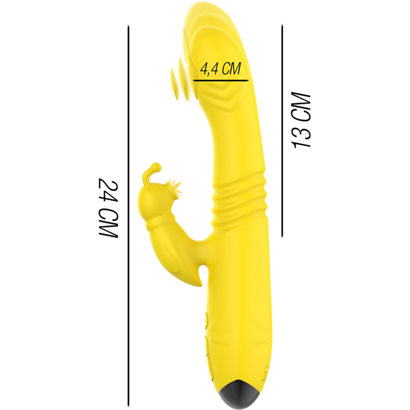 INTENSE - TOKY VIBRADOR MULTIFUNÇÕES RECARREGÁVEL UP & DOWN COM ESTIMULADOR CLITORIANO AMARELO
