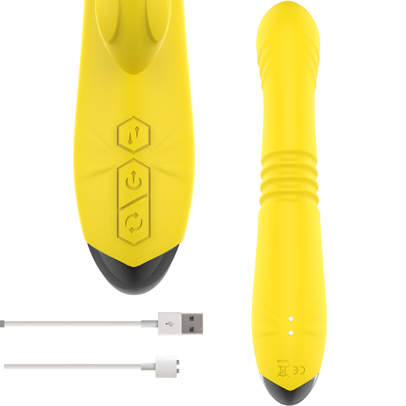 INTENSE - TOKY VIBRADOR MULTIFUNÇÕES RECARREGÁVEL UP & DOWN COM ESTIMULADOR CLITORIANO AMARELO