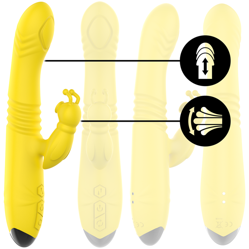 INTENSE - TOKY VIBRADOR MULTIFUNÇÕES RECARREGÁVEL UP & DOWN COM ESTIMULADOR CLITORIANO AMARELO