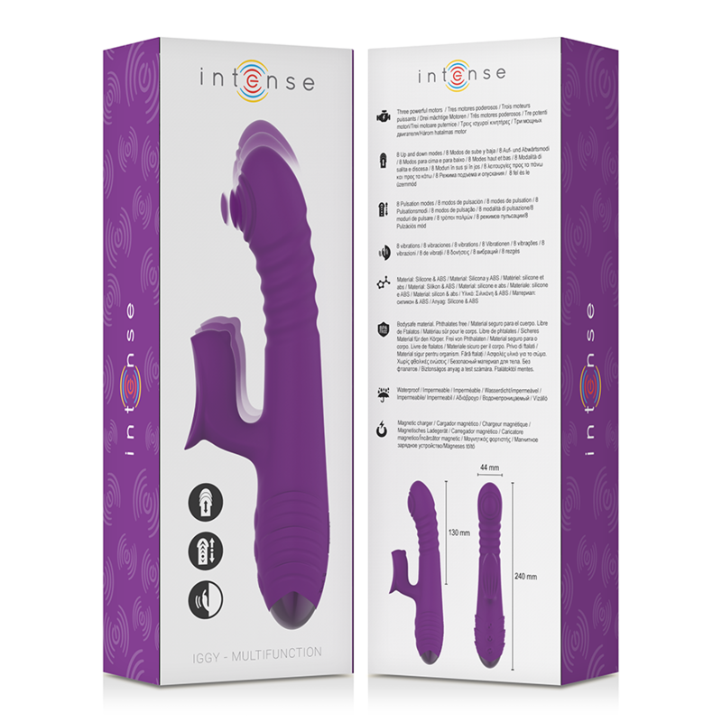 INTENSE - IGGY VIBRADOR MULTIFUNÇÕES RECARREGÁVEL UP & DOWN COM ESTIMULADOR CLITORIANO ROXO