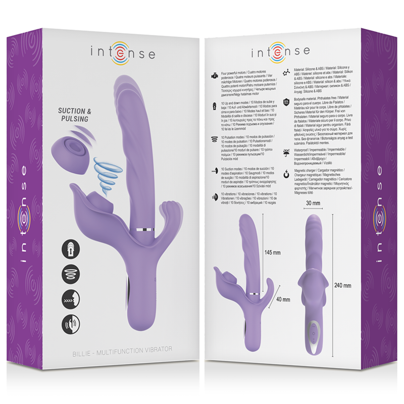 Intenso - Billie Multifuncional Vibrador Recarregável Sucção e Pulsação Roxo