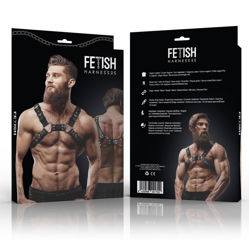 FETISH SUBMISSIVE ATTITUDE – ARNÊS BULLDOG DE PEITO EM ECOPIEL AJUSTÁVEL HOMEM