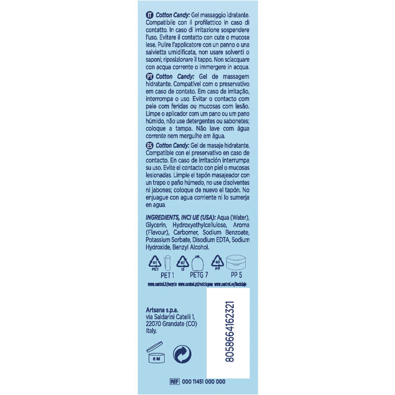 Control - Gel De Masaje Algodão Doce 3 Em 1 200 Ml