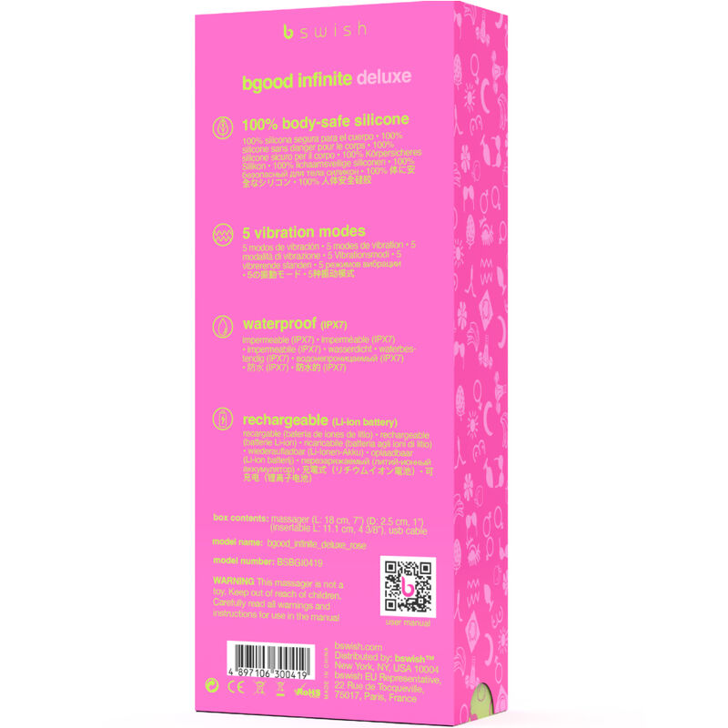 B SWISH - BGOOD INFINITE DELUXE VIBRADOR RECARREGVEL ROSA SILICONA