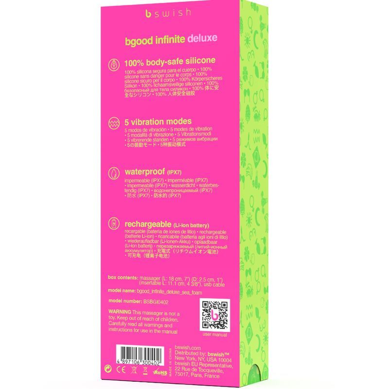 B SWISH - BGOOD INFINITE DELUXE VIBRADOR RECARREGVEL SILICONA AZUL