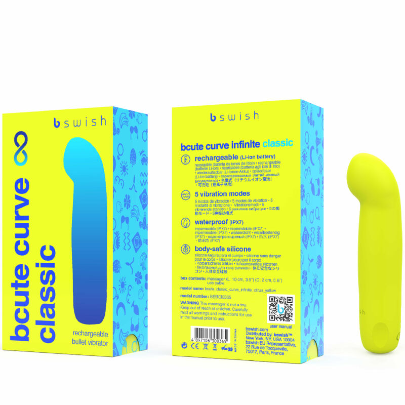 B SWISH - BCUTE CURVE INFINITE CLASSIC RECARREGVEL VIBRADOR DE SILICONA AMARELO