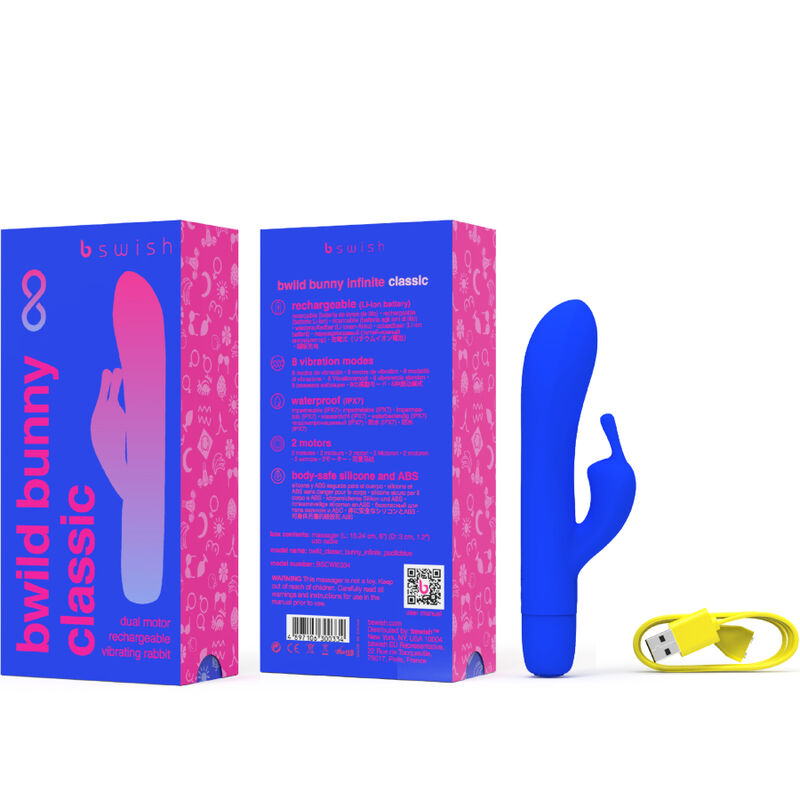 B SWISH - BWILD BUNNY INFINITE CLASSIC RECARREGVEL VIBRADOR AZUL SILICONA