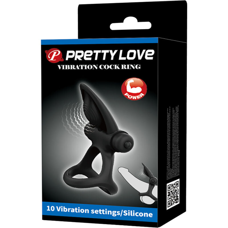 PRETTY LOVE - ANEL VIBRANTE 10 VIBRAÕES SILICONA PRETO