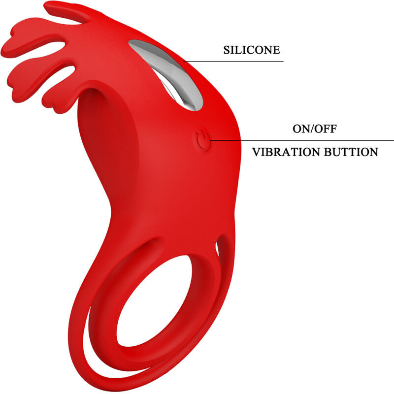 PRETTY LOVE - ANEL VIBRADOR RUBEN 7 VIBRAÕES SILICONA VERMELHO