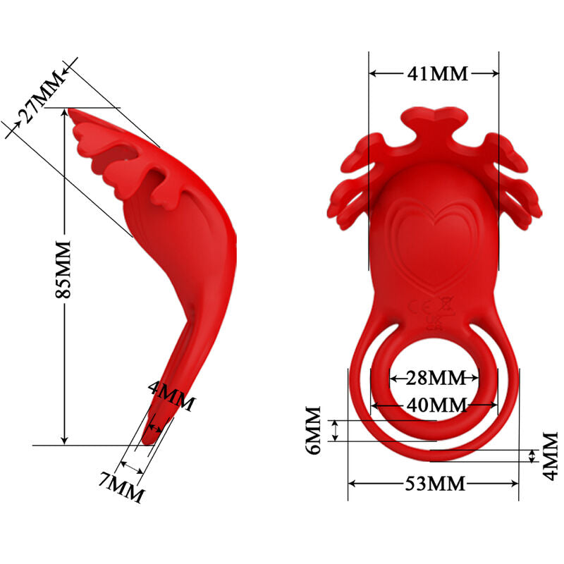 PRETTY LOVE - ANEL VIBRADOR RUBEN 7 VIBRAÕES SILICONA VERMELHO