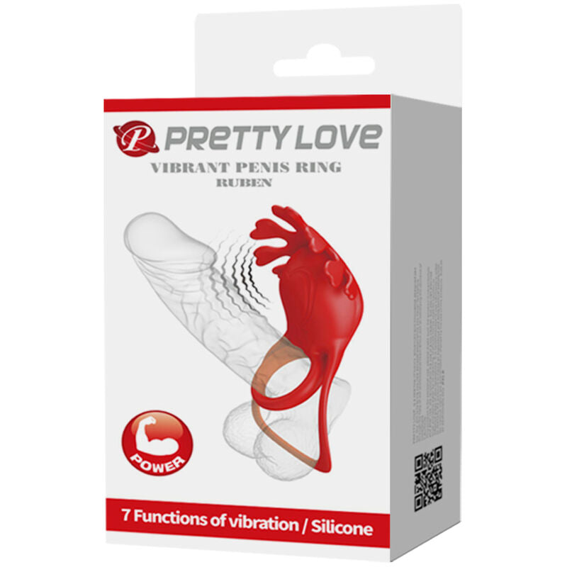 PRETTY LOVE - ANEL VIBRADOR RUBEN 7 VIBRAÕES SILICONA VERMELHO