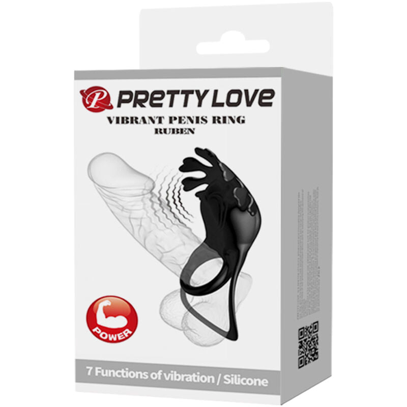 PRETTY LOVE - ANEL VIBRADOR RUBEN 7 VIBRAÕES SILICONA PRETO