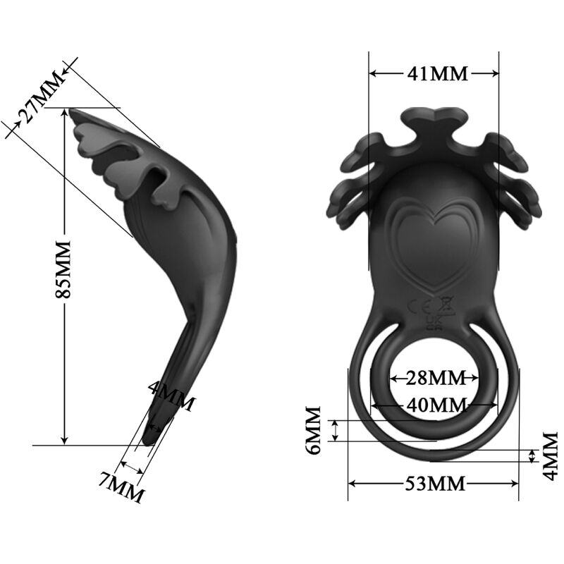 PRETTY LOVE - ANEL VIBRADOR RUBEN 7 VIBRAÕES SILICONA PRETO