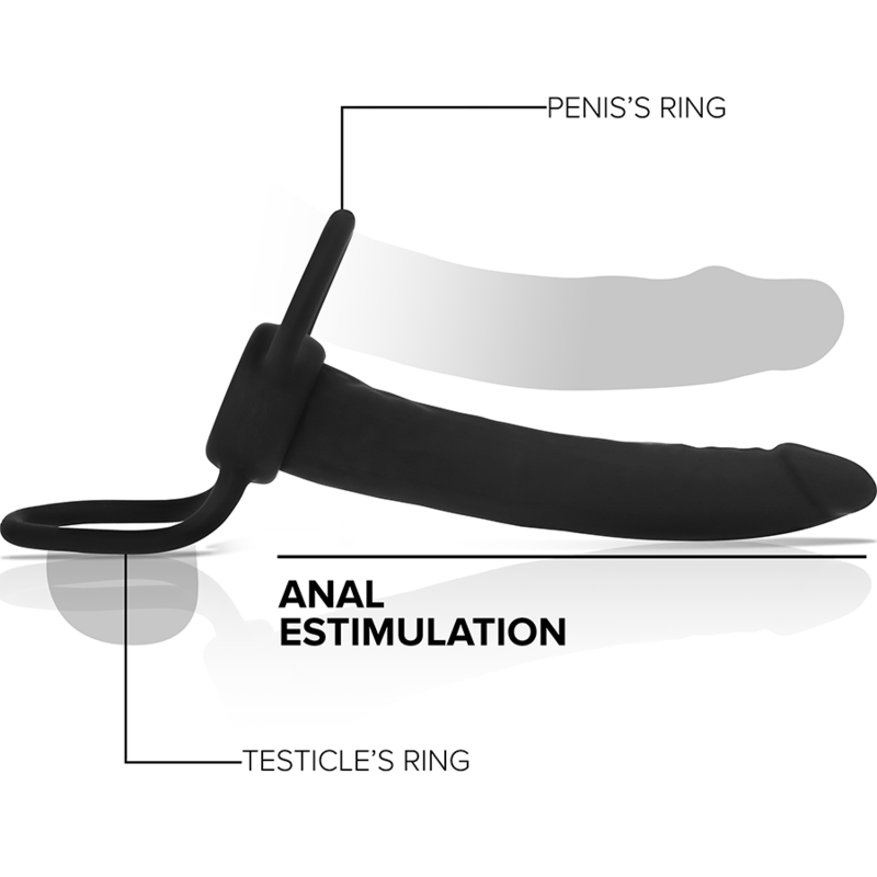MITOLOGÍA - DILDO ANAL COBI ONYX COM ANEL DE GALO E TESTÍCULO 13 SILICONA CM