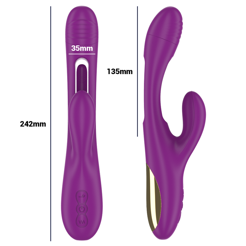 INTENSE - APOLO VIBRADOR MULTIFUNÇÕES RECARREGÁVEL 7 MODOS COM LÍNGUA OSCILANTE ROXO