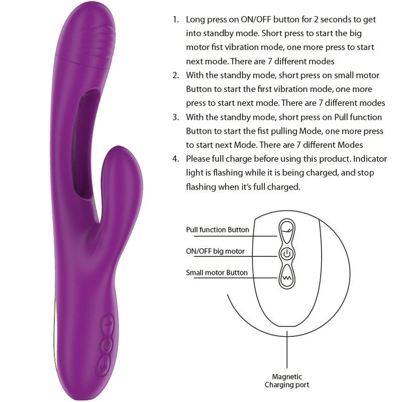INTENSE - APOLO VIBRADOR MULTIFUNÇÕES RECARREGÁVEL 7 MODOS COM LÍNGUA OSCILANTE ROXO