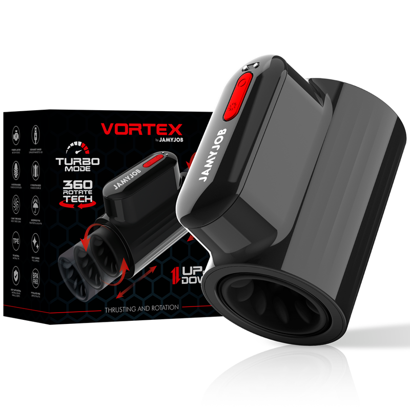 JAMYJOB - MASTURBADOR CON MODO TURBO Y TECNOLOGÍA DE 360 ROTACIÓN DE EMPUJE VORTEX