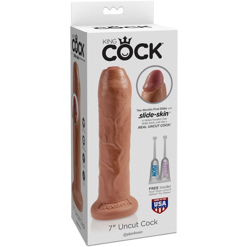 KING COCK - DILDO REALISTA COM PREPÚCIO 17.8 CM CASTANHO