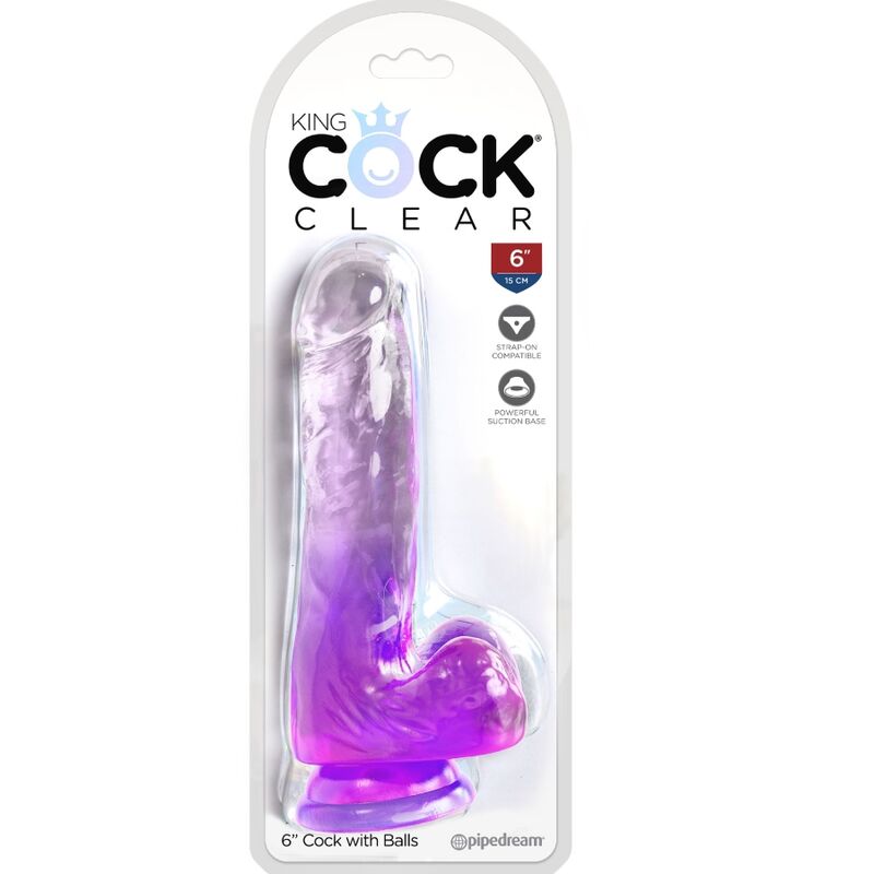 KING COCK - PÊNIS REALÍSTICO COM BOLAS 13.5 CM ROXO CLARO