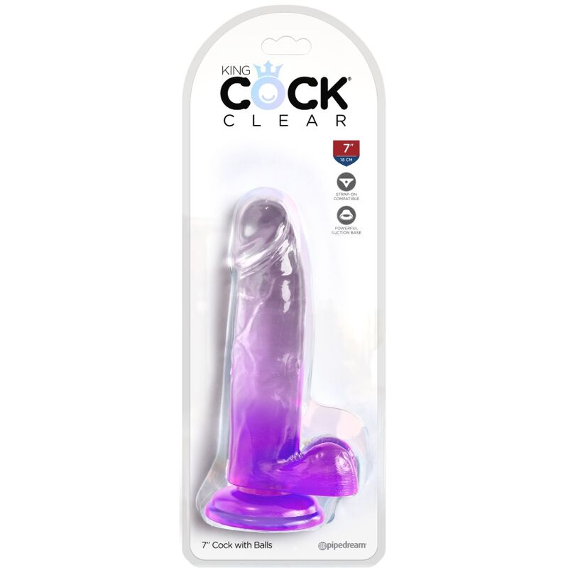 KING COCK - PÊNIS REALÍSTICO COM BOLAS 15.2 CM ROXO CLARO