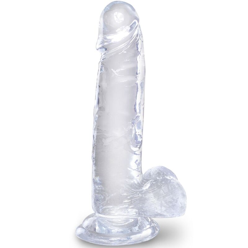 KING COCK - CLEAR DILDO REALISTA COM TESTÍCULOS 15.2 CM TRANSPARENTE