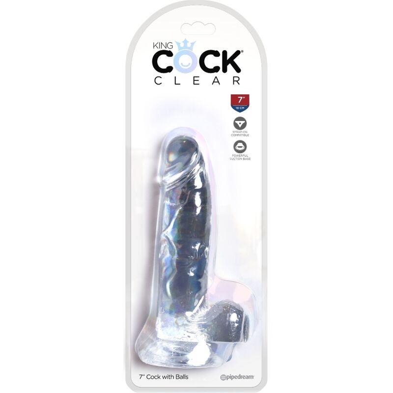 KING COCK - CLEAR DILDO REALISTA COM TESTÍCULOS 15.2 CM TRANSPARENTE