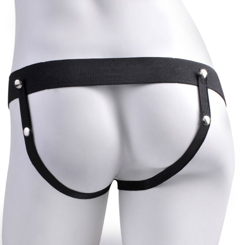 FETISH FANTASY SERIES - ARNÊS AJUSTÁVEL PÊNIS REALISTA COM TESTÍCULOS RECARGÁVEL E VIBRADOR 17.8 CM