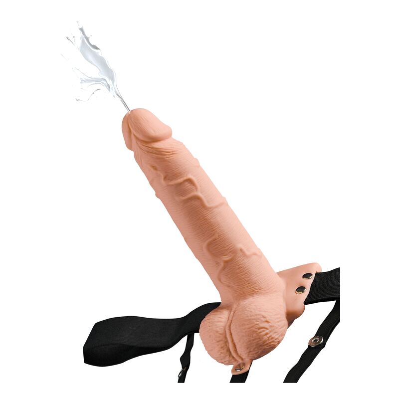 FETISH FANTASY SERIES - ARNÊS AJUSTÁVEL PÊNIS REALISTA COM TESTÍCULOS SQUIRTING 19 CM