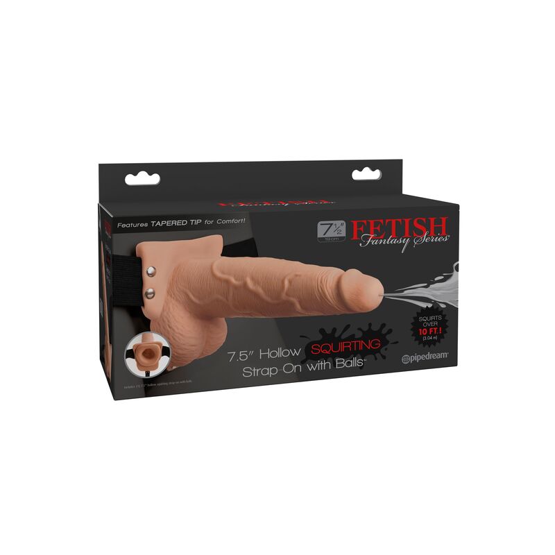 FETISH FANTASY SERIES - ARNÊS AJUSTÁVEL PÊNIS REALISTA COM TESTÍCULOS SQUIRTING 19 CM