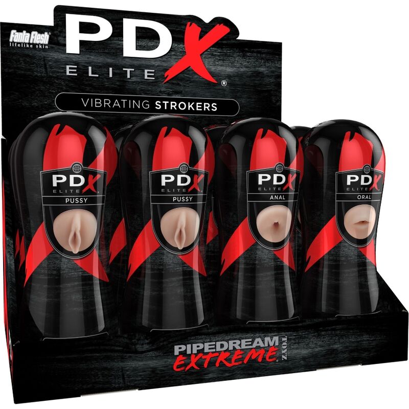 PDX ELITE - SET MASTURBADOR STROKER 12 UNIDADES: 6X VAGINA, 3X ÂNUS, 3X BOCA