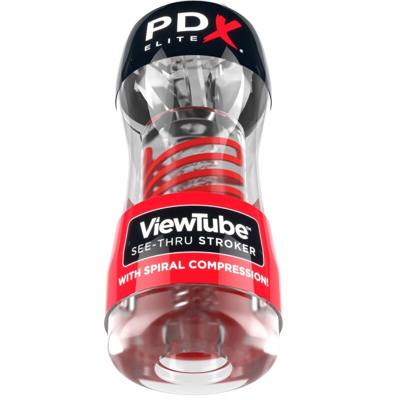 PDX ELITE - MASTURBADOR STROKER VIEWTUBE 2 COMPRESSÃO ESPIRAL TRANSPARENTE
