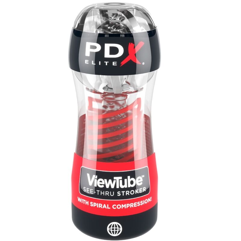 PDX ELITE - MASTURBADOR STROKER VIEWTUBE 2 COMPRESSÃO ESPIRAL TRANSPARENTE