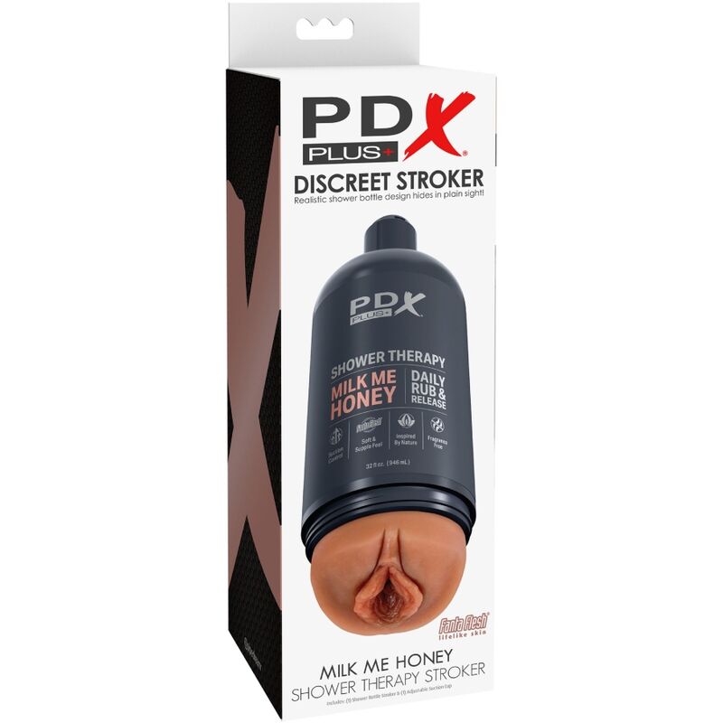 PDX PLUS - MASTURBADOR STROKER DISCRETO TIPO FRASCO DE CHAMPÔ MILK ME HONEY CARAMELO