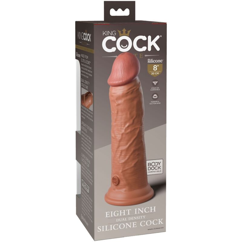 KING COCK - ELITE DILDO DE SILICONA REALISTA 20.3 CM CARAMELO