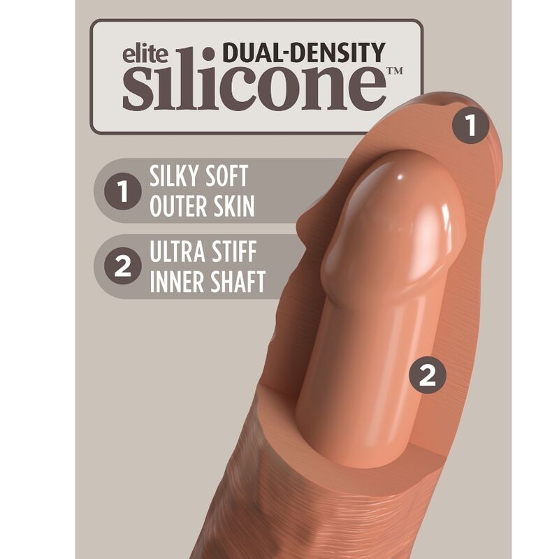 KING COCK - ELITE DILDO DE SILICONA REALISTA 20.3 CM CARAMELO