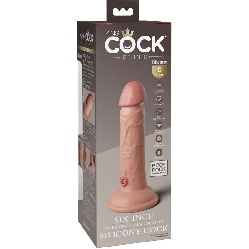 KING COCK - ELITE VIBRADOR REALÍSTICO Y SILICONA 15.2 CM