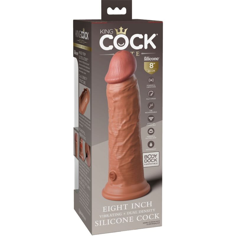 KING COCK - ELITE VIBRADOR REALÍSTICO E SILICONA 20.3 CM CARAMELO