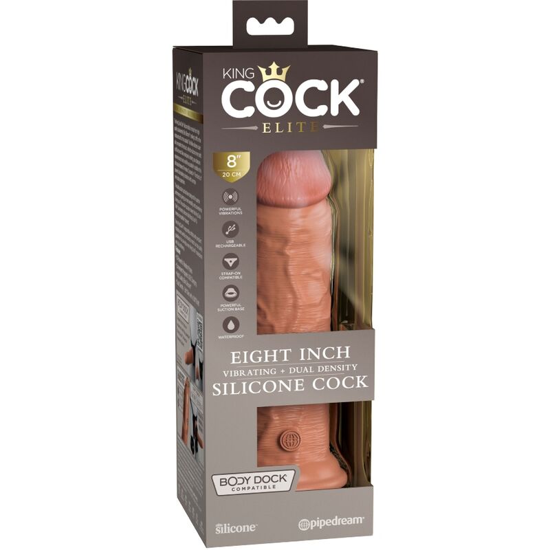 KING COCK - ELITE VIBRADOR REALÍSTICO E SILICONA 20.3 CM CARAMELO