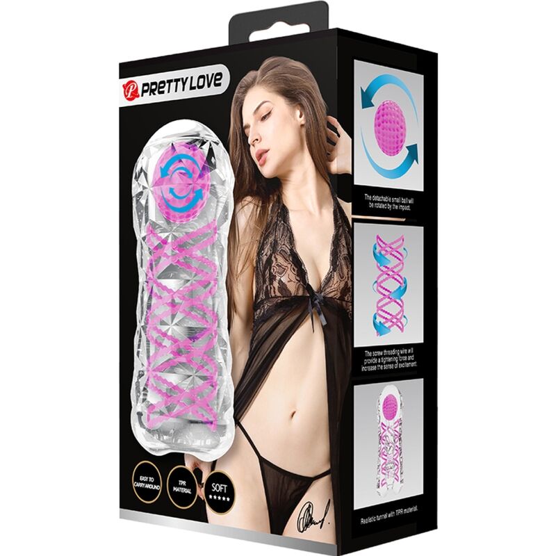 PRETTY LOVE - MASTURBADOR MASCULINO FANTASY COM ESPIRAL INTERNA E BOLAS TRANSPARENTE