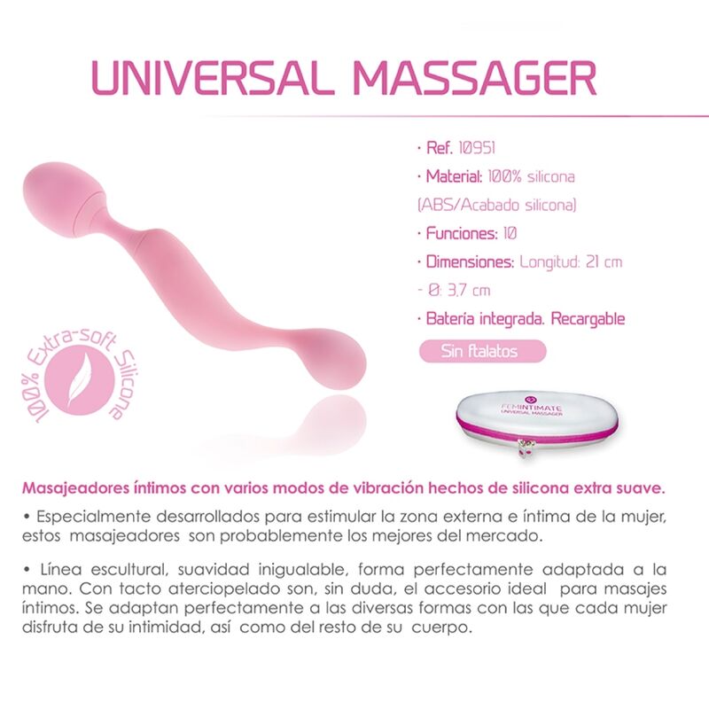 Feminintimate - Masajeador Universal Vibrador de Silicona Rosa
