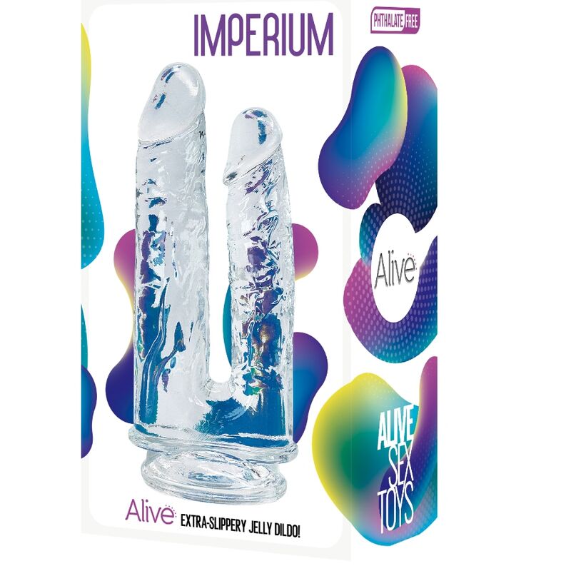 Alive - Imperium Duplo Pénis Realista Transparente 12/14 Cm