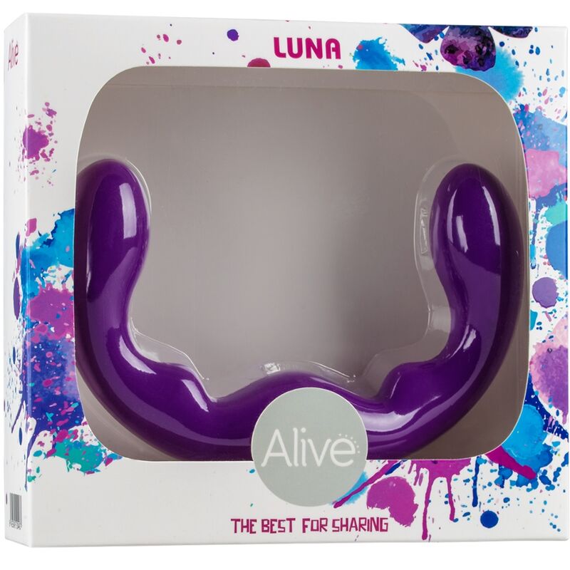 Alive - Luna Consolador Dupla Penetração Violeta Silicona 25 Cm
