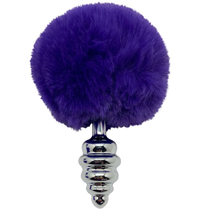 Alive - Plug De Prazer Anal Espiral Metal Fluffy Violeta Oscuro Tamanho S
