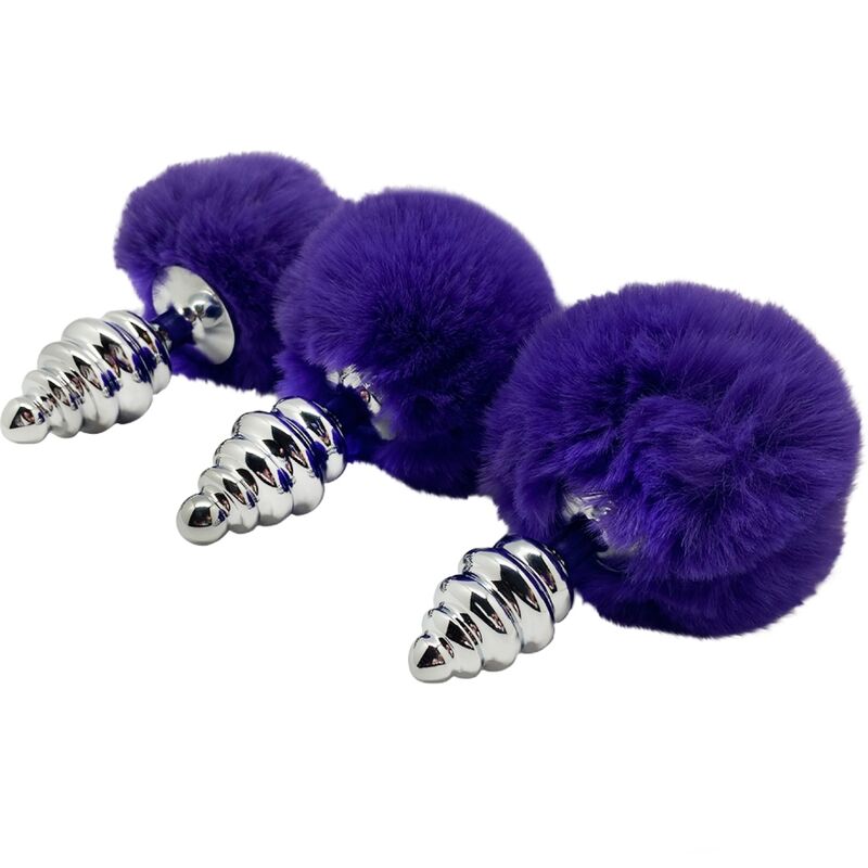 Alive - Plug De Prazer Anal Espiral Metal Fluffy Violeta Oscuro Tamanho S