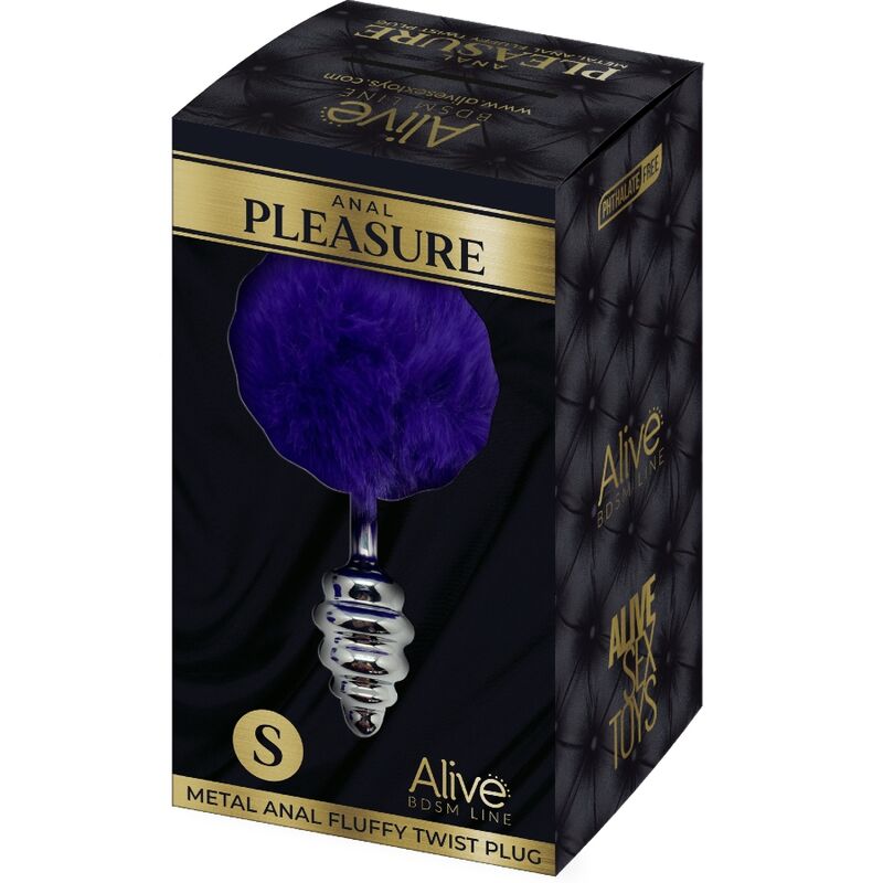 Alive - Plug De Prazer Anal Espiral Metal Fluffy Violeta Oscuro Tamanho S